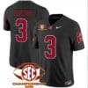 Jermaine Burton Jersey #3 Alabama Crimson SEC Championship 2023 Patch Vapor Limited Football Black
