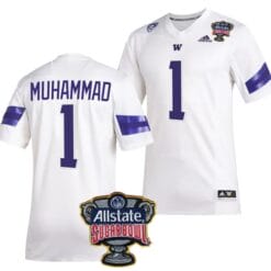 Jabbar Muhammad Jersey #1 Washington Huskies Allstate Sugar Bowl Patch 2024 College Football White