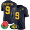 JJ McCarthy Jersey #9 Michigan Wolverines 1000 Wins & Rose Bowl Patch Special Navy