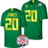 Jordan James Jersey #20 Oregon Ducks Fiesta Bowl Patch 2024 Football Green