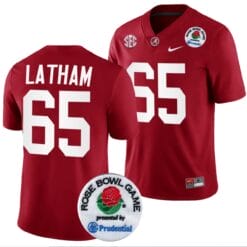 JC Latham Jersey #65 Alabama Crimson Tide Rose Bowl Game 2024 Patch College Football Playoff Crimson