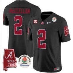 Jase McClellan Jersey #2 Alabama Crimson Rose Bowl Patch Football Black