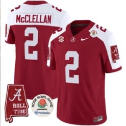 Jase McClellan Jersey #2 Alabama Crimson Rose Bowl Patch Football Crimson Alternate