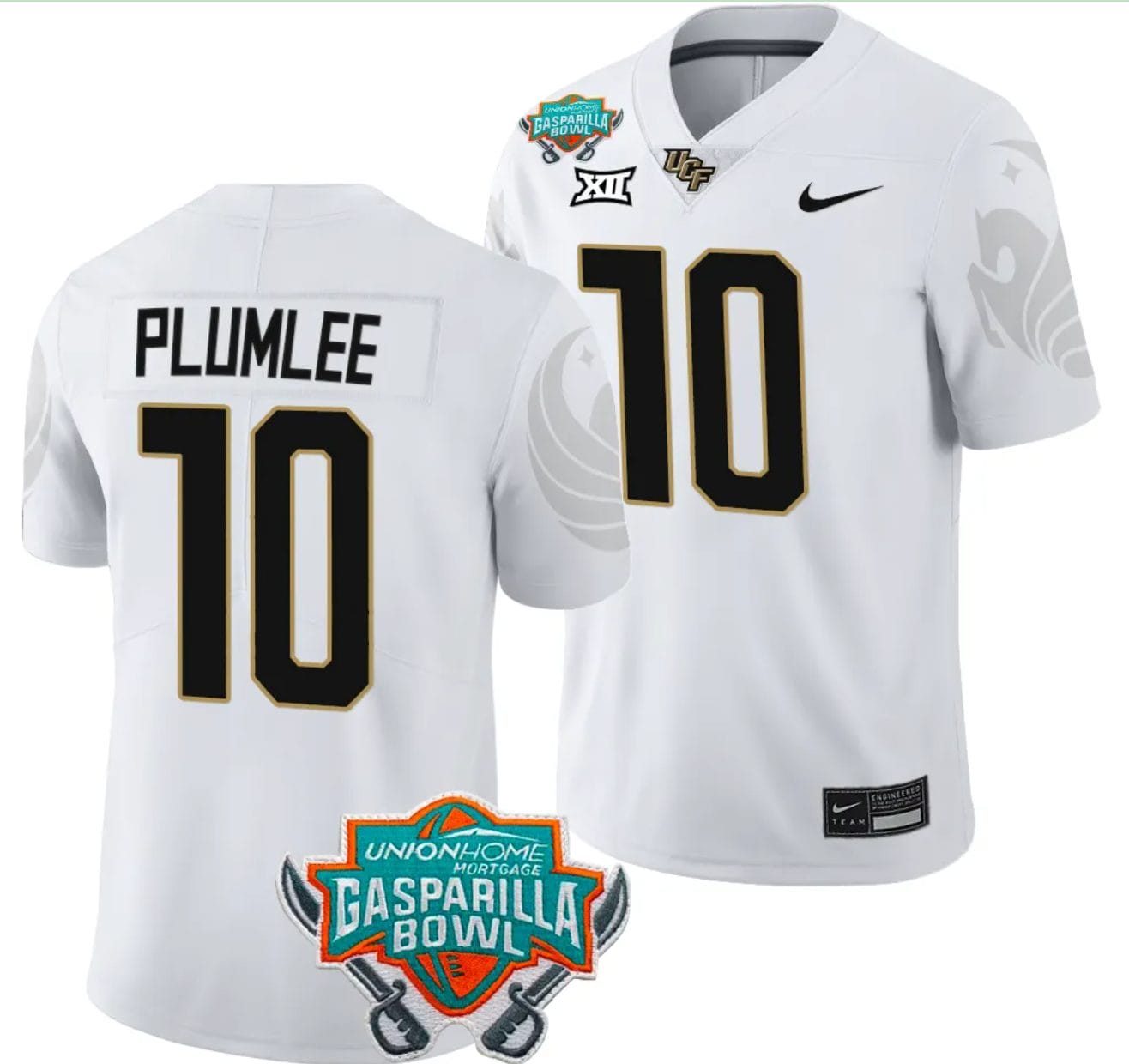 John Rhys Plumlee Jersey #10 UCF Knights 2023 Gasparilla Bowl Patch Football White