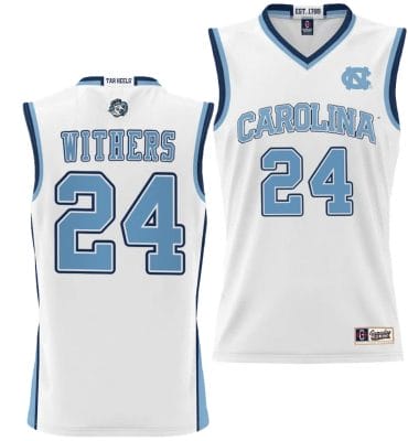JaeLyn Withers Jersey #24 UNC Tar Heels NIL College Basketball Lightweight White