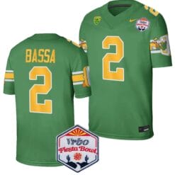 Jeffrey Bassa Jersey #2 Oregon Ducks Fiesta Bowl Patch 2024 Football Playoff Green