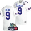 Jason Bean Jersey #9 Kansas Jayhawks 2023 Guaranteed Rate Bowl Champs MVP Football White