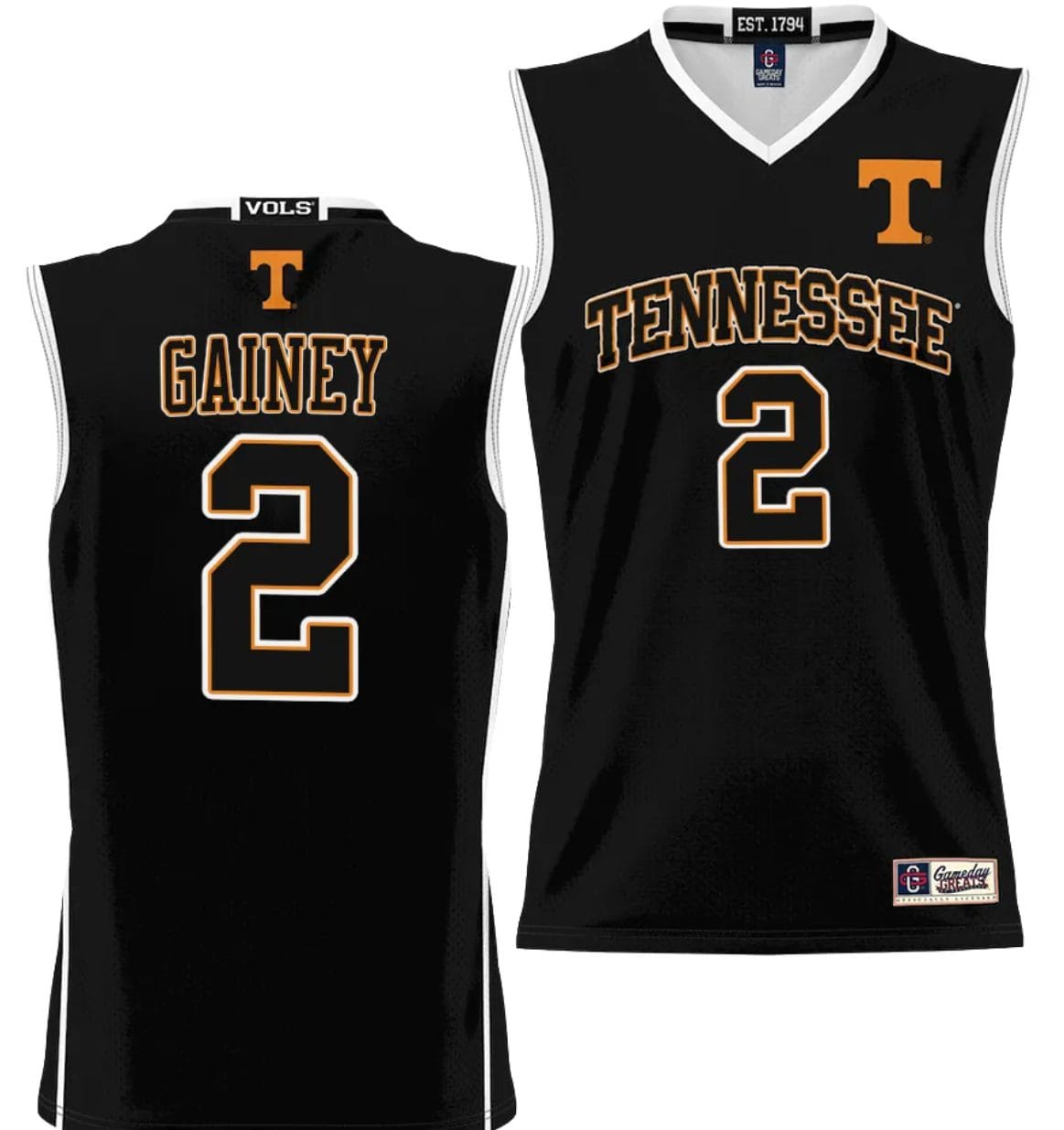 Jordan Gainey Jersey #2 Tennessee Volunteers NIL College Basketball Lightweight Black