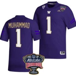 Jabbar Muhammad Jersey #1 Washington Huskies Allstate Sugar Bowl Patch 2024 College Football Purple
