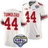 JT TuimoloauJersey #44 Ohio State Buckeyes Cotton Bowl Patch 2023 Football White