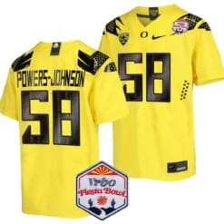 Jackson Powers Johnson Jersey #58 Oregon Ducks Fiesta Bowl Patch 2024 Football Yellow