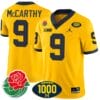 JJ McCarthy Jersey #9 Michigan Wolverines 1000 Wins & Rose Bowl Patch Special Yellow