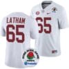 JC Latham Jersey #65 Alabama Crimson Tide Rose Bowl Game 2024 Patch College Football Playoff White