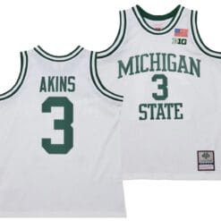 Jaden Akins Jersey #3 Michigan State Spartans 125th Basketball Anniversary 1990 Throwback White