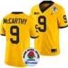 JJ McCarthy Jersey #9 Michigan Wolverines Rose Bowl Game 2024 Patch College Football Playoff Maize