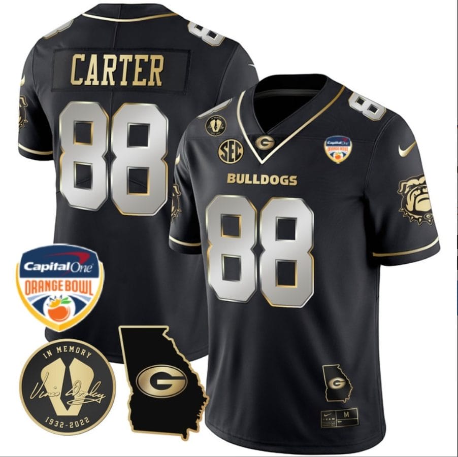 Jalen Carter Jersey #88 Georgia Bulldogs Vapor Limited Orange Bowl Patch Black Limited
