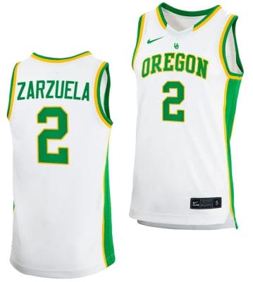 Jesse Zarzuela Jersey #2 Oregon Ducks 2023-24 College Basketball uniform White