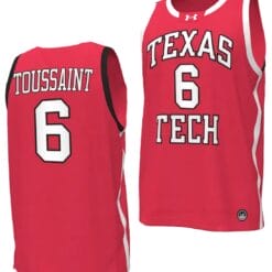 Joe Toussaint Jersey #6 Texas Tech Red Raiders Basketball uniform Red