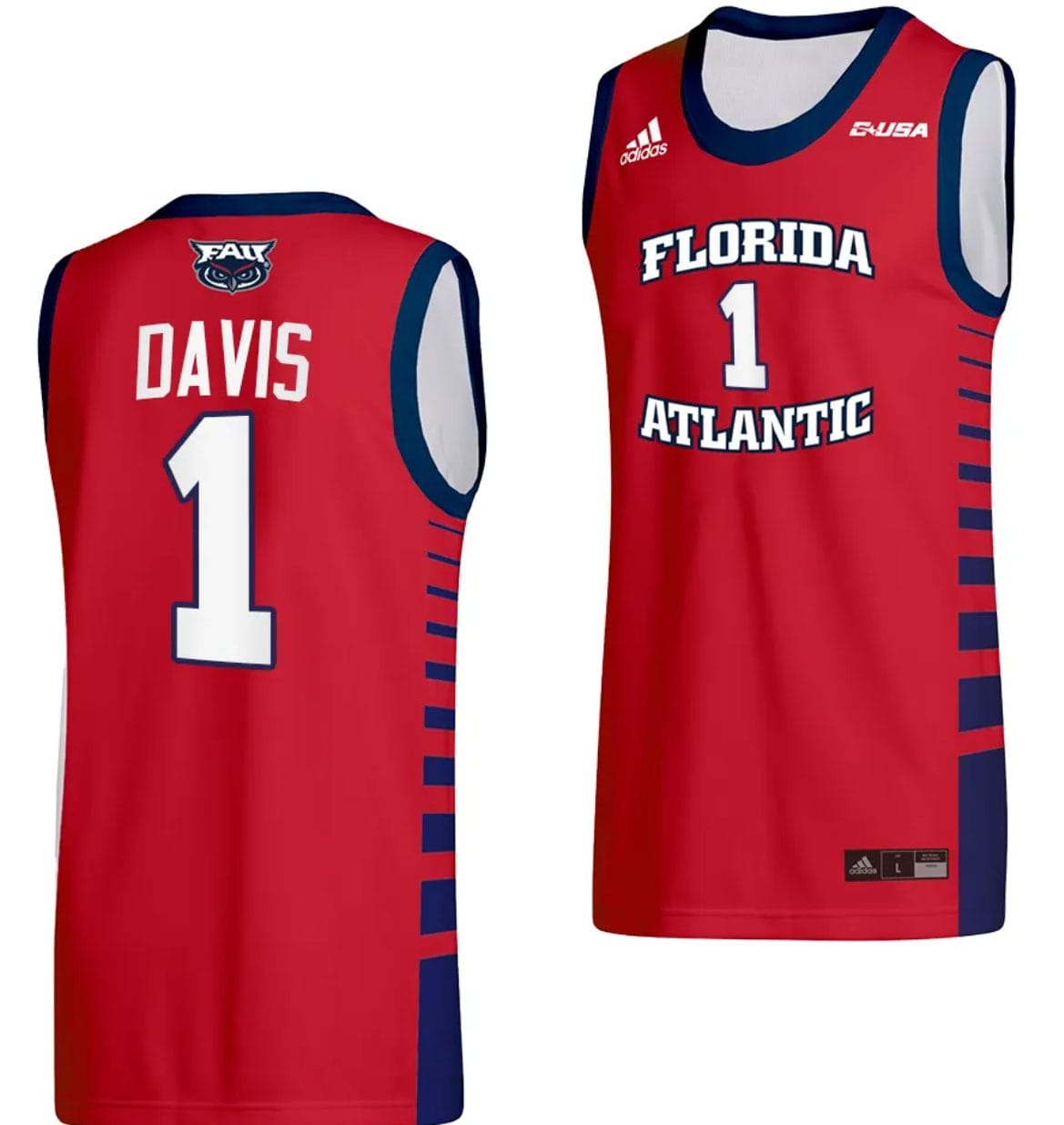Johnell Davis Jersey #1 FAU Owls College Basketball Replica Red