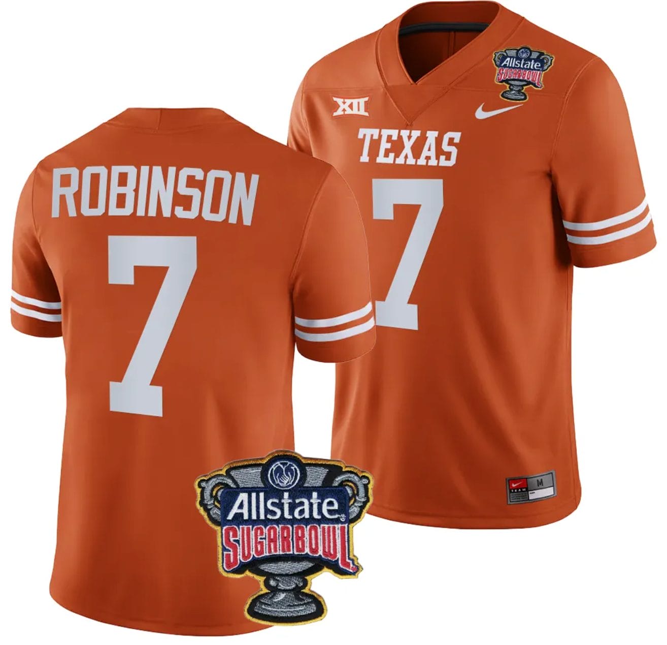 Keilan Robinson Jersey #7 Texas Longhorns Allstate Sugar Bowl Patch 2024 College Football Orange