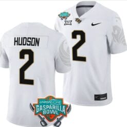 Kobe Hudson Jersey #2 UCF Knights 2023 Gasparilla Bowl Patch Football White
