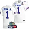 Kenny Logan Jr Jersey #1 Kansas Jayhawks 2023 Guaranteed Rate Bowl Champs MVP Football White