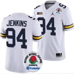 Kris Jenkins Jersey #94 Michigan Wolverines Rose Bowl Game 2024 Patch College Football Playoff White