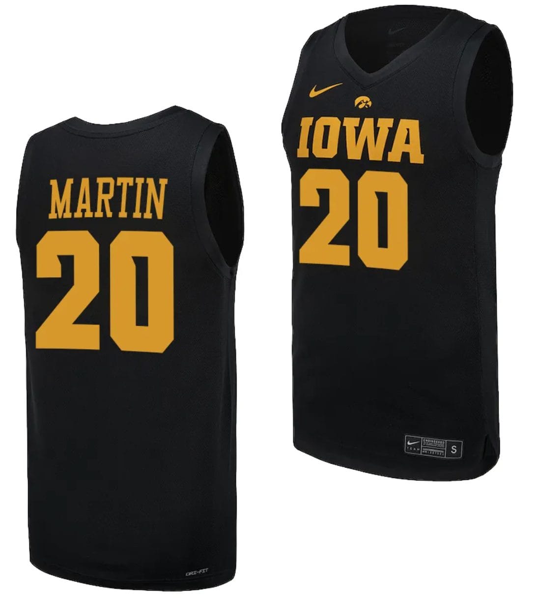 Kate Martin Jersey #20 Iowa Hawkeyes Basketball uniform 2023-24 Black