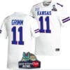 Luke Grimm Jersey #11 Kansas Jayhawks 2023 Guaranteed Rate Bowl Champs MVP Football White