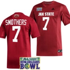 Logan Smothers Jersey #7 Jacksonville State Gamecocks 2023 New Orleans Bowl Patch Football Red