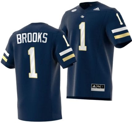LaMiles Brooks Jersey #1 Georgia Tech Yellow Jackets 2023 Premier Football Uniform Navy