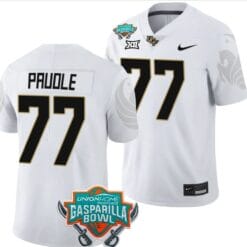 Lokahi Pauole Jersey #77 UCF Knights 2023 Gasparilla Bowl Patch Football White