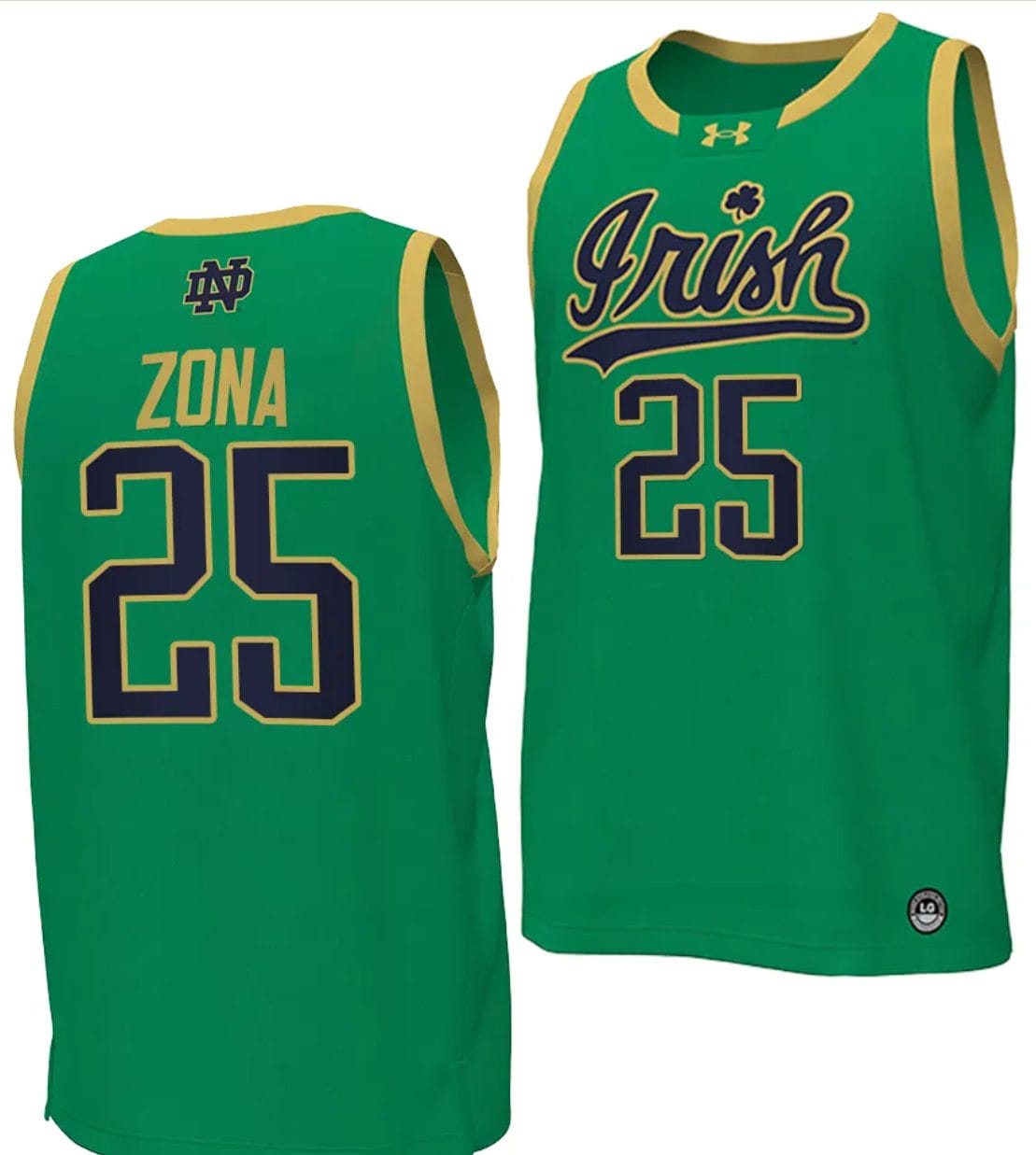 Matt Zona Jersey #25 Notre Dame Fighting Irish Basketball uniform Green