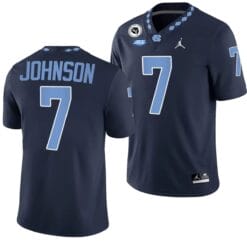 Max Johnson Jersey #7 North Carolina Tar Heels Alternate College Football Navy 2024
