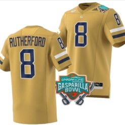 Malik Rutherford Jersey #8 Georgia Tech Yellow Jackets 2023 Gasparilla Bowl Patch Football Brown