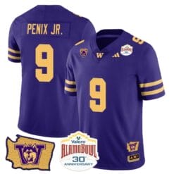 Michael Penix Jr Jersey #9 Washington Huskies Alamo Bowl Patch Football Purple Gold
