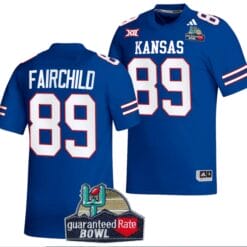 Mason Fairchild Jersey #89 Kansas Jayhawks 2023 Guaranteed Rate Bowl Champs Football Royal