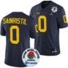 Mike Sainristil Jersey #0 Michigan Wolverines Rose Bowl 2024 Patch College Football Playoff Navy