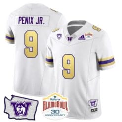 Michael Penix Jr Jersey #9 Washington Huskies Alamo Bowl Patch Football Husky Royalty