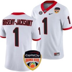 Marcus Rosemy Jacksaint Jersey #1 Georgia Bulldogs Orange Bowl Patch 2023 College Football White