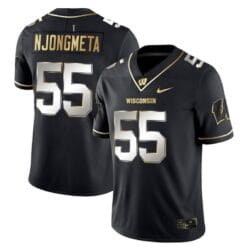 Maema Njongmeta Jersey #55 Wisconsin Badgers Gold Vapor College Football Black Limited