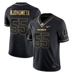 Maema Njongmeta Jersey #55 Wisconsin Badgers Gold Vapor College Football Black Gold