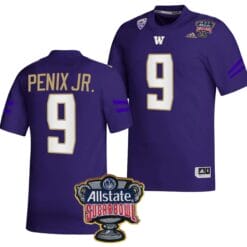 Michael Penix Jr Jersey #9 Washington Huskies Allstate Sugar Bowl Patch 2024 College Football Purple
