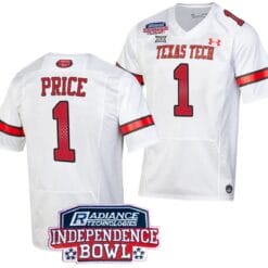 Myles Price Jersey #1 Texas Tech Red Raiders Independence Bowl Patch Football 2023 White