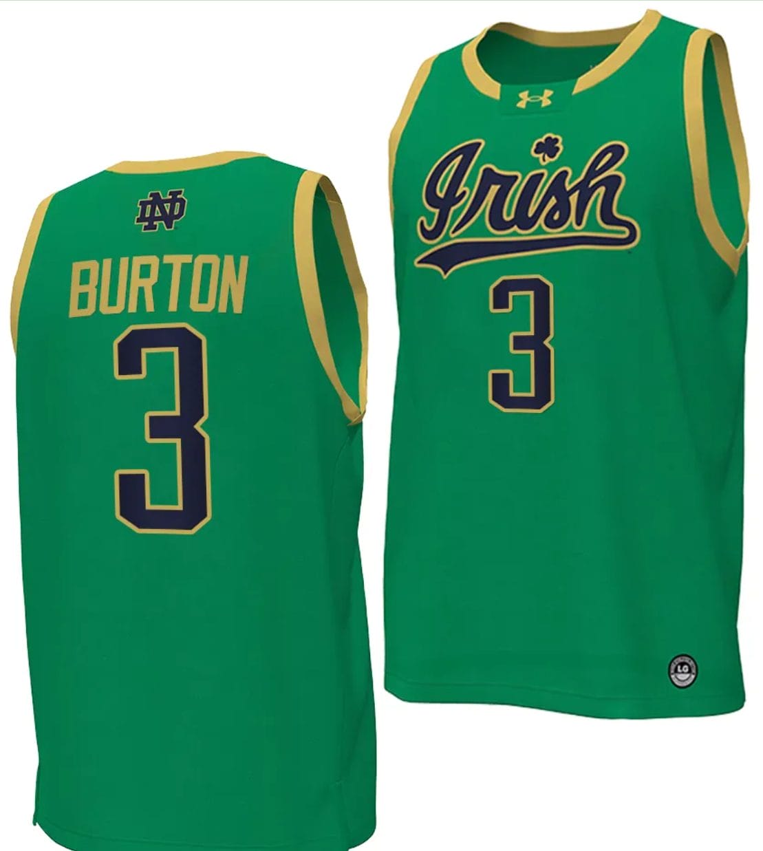 Markus Burton Jersey #3 Notre Dame Fighting Irish Basketball uniform Green