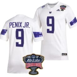 Michael Penix Jr Jersey #9 Washington Huskies Allstate Sugar Bowl Patch 2024 College Football White