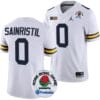 Mike Sainristil Jersey #0 Michigan Wolverines Rose Bowl Game 2024 Patch College Football Playoff White