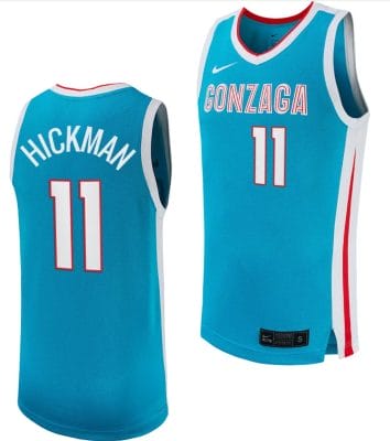 Nolan Hickman Jersey #11 Gonzaga Bulldogs College Basketball uniform 2023-24 Turquoise