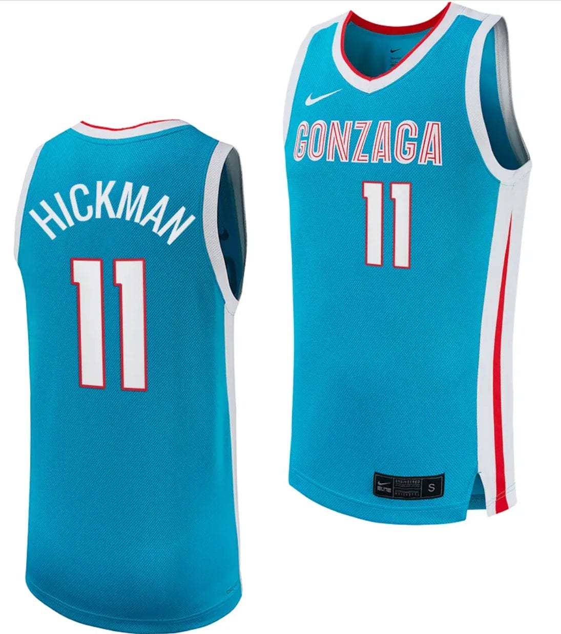 Nolan Hickman Jersey #11 Gonzaga Bulldogs College Basketball uniform 2023-24 Turquoise