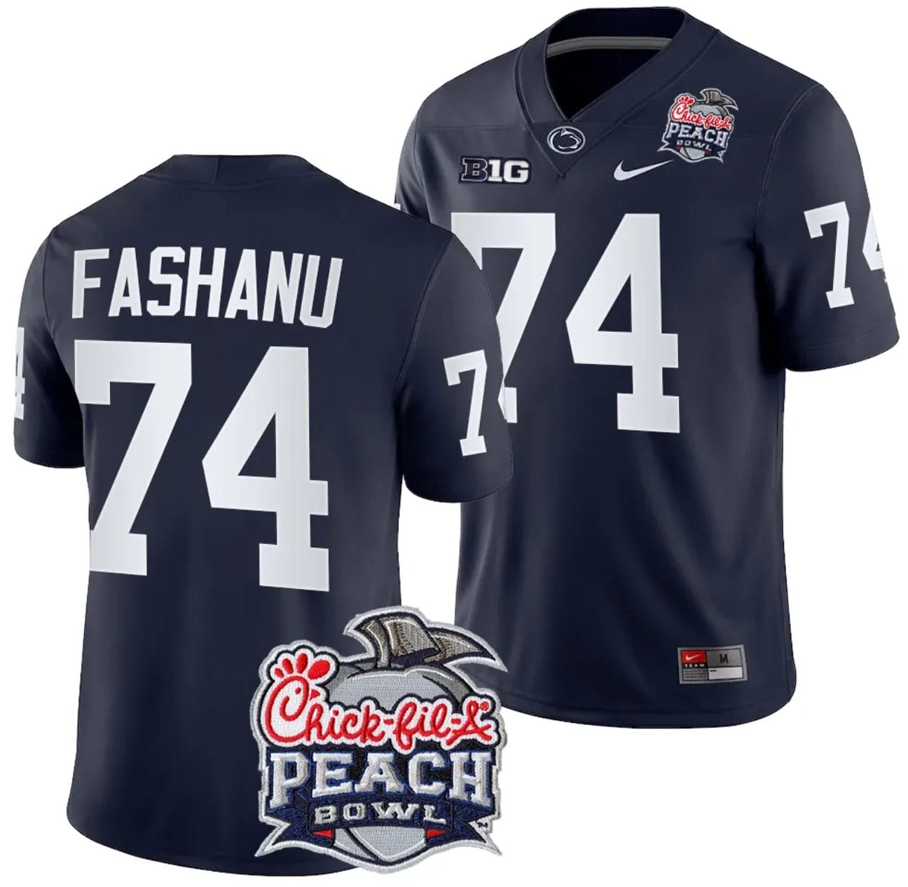 Olu Fashanu Jersey #74 Penn State Peach Bowl Patch 2024 College Football Navy
